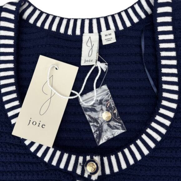 NWT JOIE Women's Sleeveless Navy White Striped Sweater Vest Size Medium - Picture 3 of 5